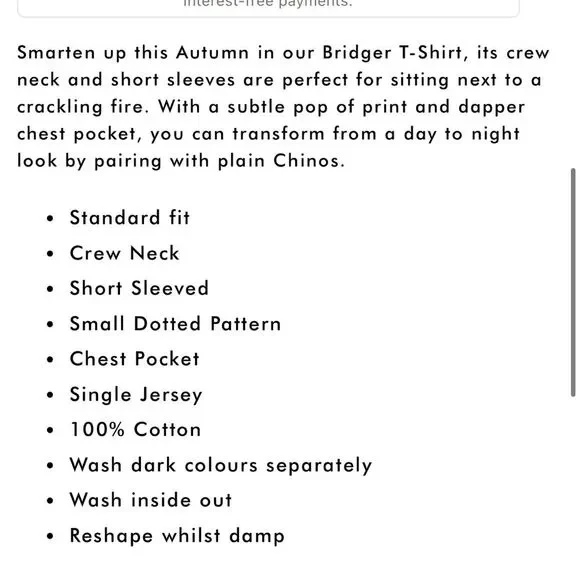 ⭐️MUST GO free ship! Peter Werth Men’s Bridger Tee - Textured White + Navy Small - Picture 7 of 13